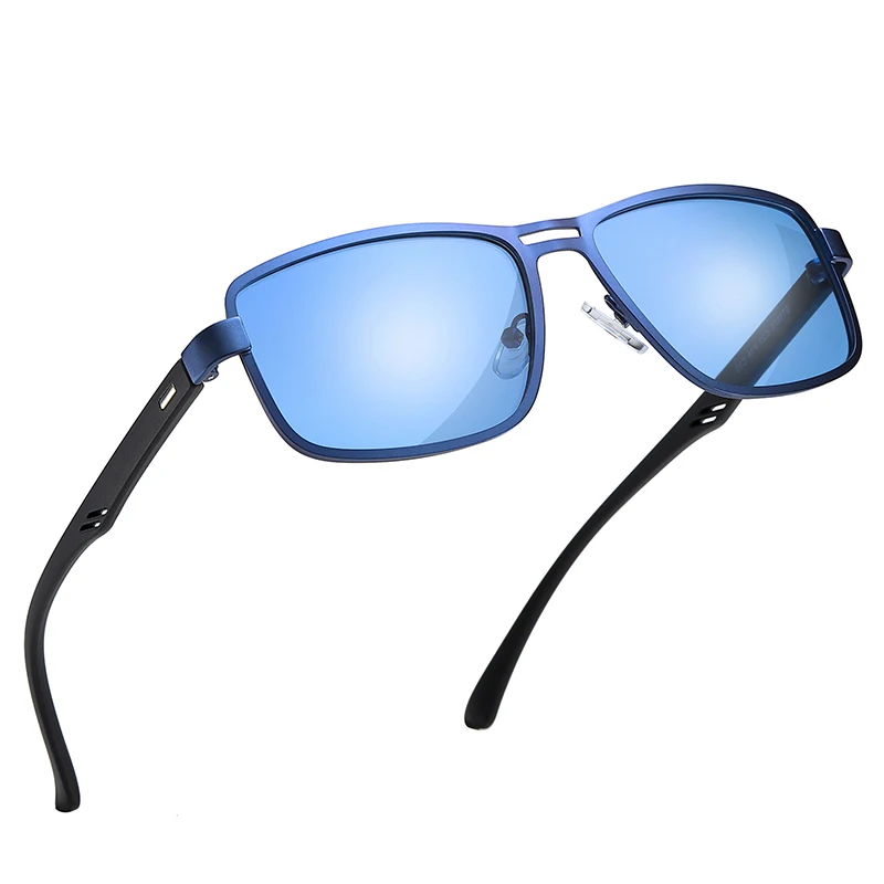 AOFLY, фирменный дизайн, поляризационные солнцезащитные очки для мужчин,, квадратная металлическая оправа, для ночного вождения, для рыбалки, солнцезащитные очки, мужские, zonnebril heren - Цвет линз: C5Blue