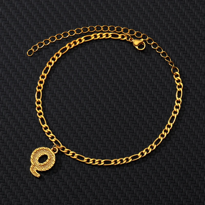 Начальная анклет с буквами браслет для женщин золото нержавеющая сталь ноги браслет браслеты цепочки с буквами дружба подарки для друга - Окраска металла: Q