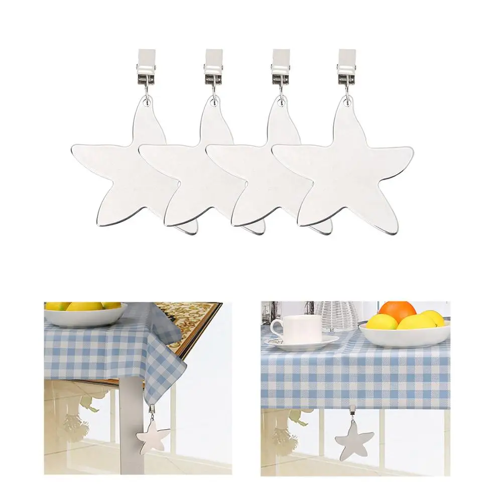 Set of 4 Heavy Duty Stainless Steel Tablecloth Weights with Metal Clips