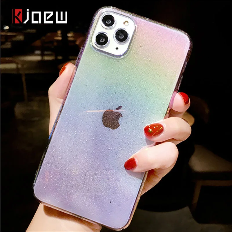 

KJOEW Water Drop Colorful Gradient Phone Case For iPhone 11 Pro Max X XS XR Xs Max 6 6s 7 8 Plus Transparent Hard PC Cover