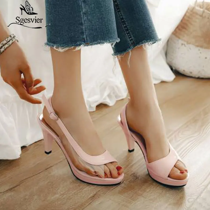 Sgesvier Fashion Vintage High Heel Gladiator Platform Open toe Sandals Thick Summer Transparent Shoes Women Size 32-45 B395 | Обувь