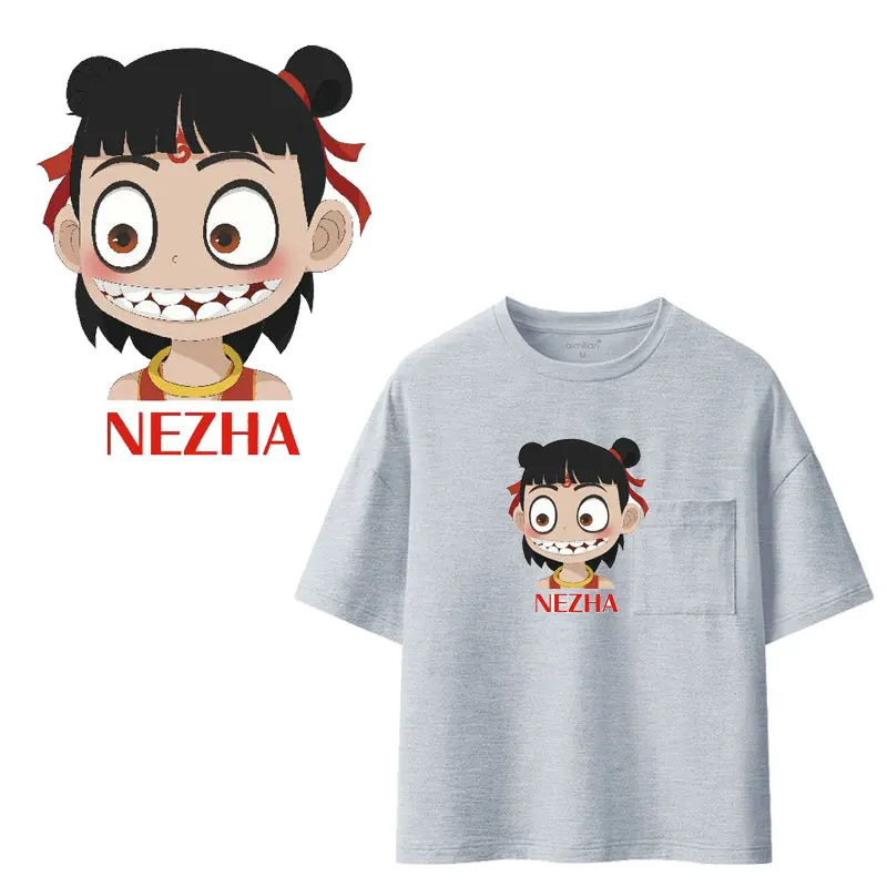 Мультяшные наклейки NeZha для одежды термонаклейки сделай сам футболок