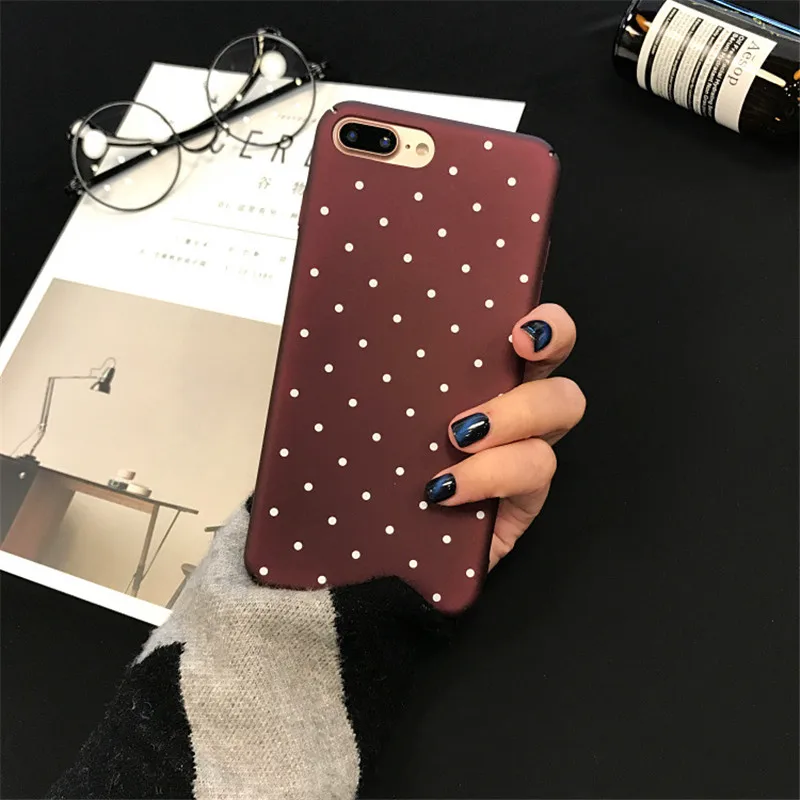 Винно красный чехол для телефона в ретро стиле с принтом горошек iPhone 11 Pro Max XR X XS 7 8