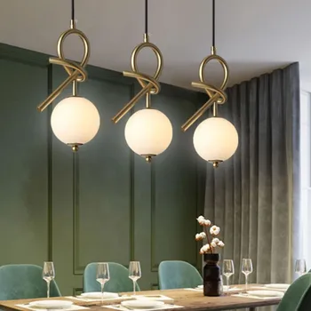 

Scandinavian restaurant chandelier bar dining room dining table lamp bedroom lamp golden magic bean glass chandelier LB031804