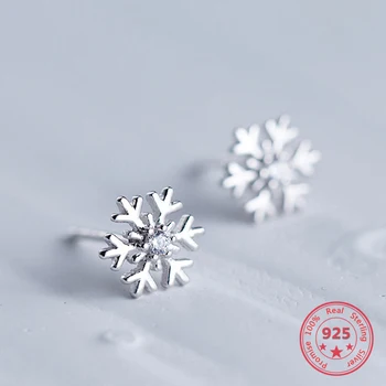 

Fashion 925 Sterling Silver Romantic Snowflake Zircon Flower Stud Earrings Christmas Gift Luxury Jewelry For Women