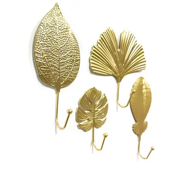 

Stylish Simplicity Metal Home Decorative Golden Wall Mounted Creativity Leaf Coat Hook