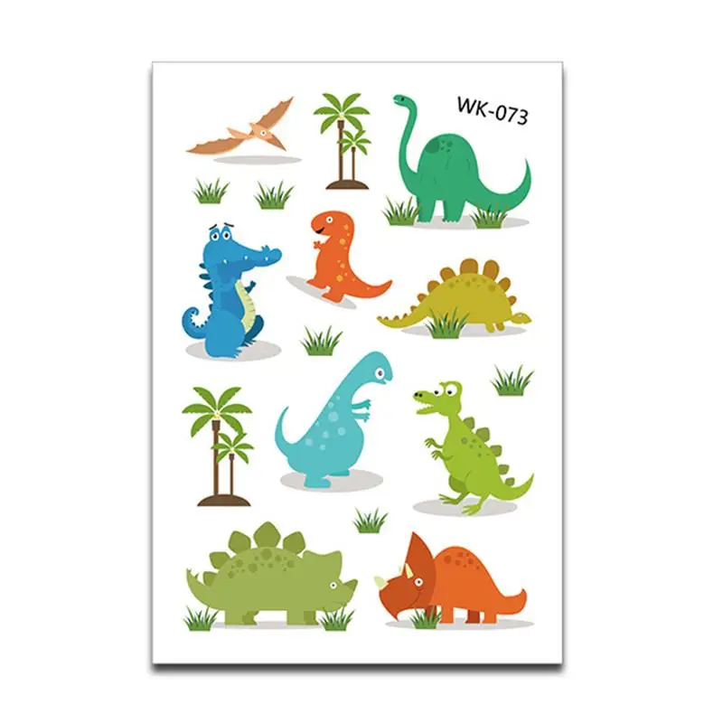 10 листов Дети личности милые животные наклейки-тату с героями мультфильмов экологически чистые динозавры принты наклейки