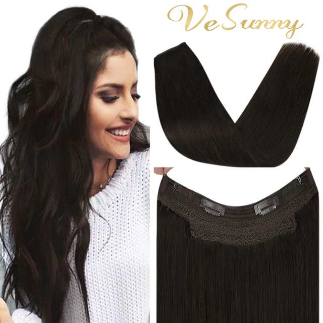 Human Hair Crown Extensions Blonde Hair Extensions Invisible Real Human Hair Double Weft Halo Real Hair Extensions Human Hair 2