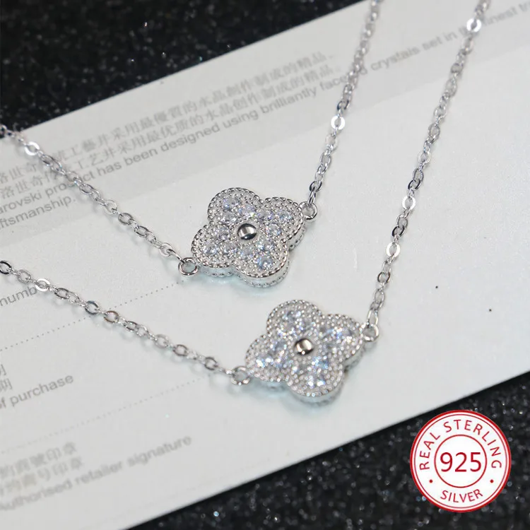 

925 sterling silver bracelet personality fashion four-leaf clover shape student simple classic wild send lover gift 2019 new hot