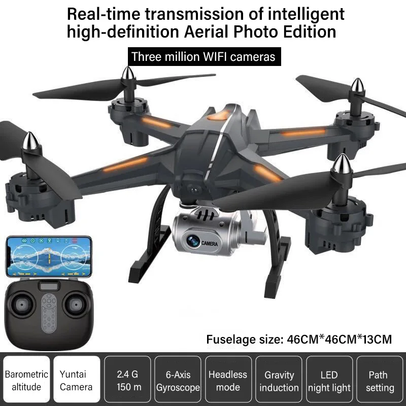 Складной Дрон с Камера HD и поддержкой Wi-Fi FPV RC Квадрокоптер с режимом headless RC беспилотный летательный аппарат удержания высоты 5MP Камера селфи Дрон - Цвет: 3MP Camera Black