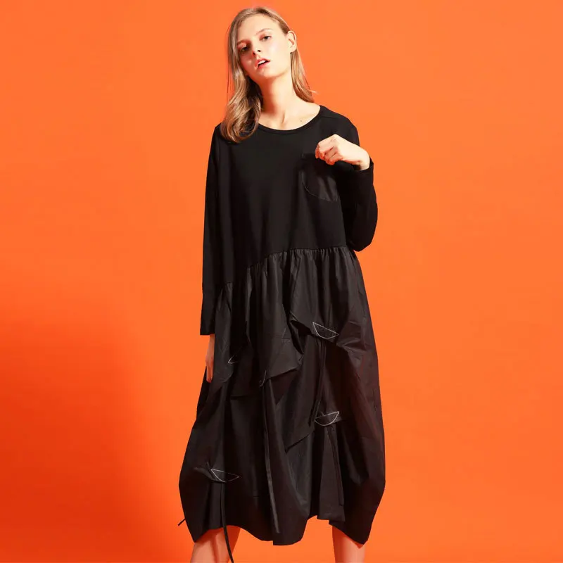 Max LuLu Мода корейский стиль Женская одежда в стиле панк осенние женские элегантные черные длинные Платья для вечеринок Повседневное Vetsidos плюс Размеры
