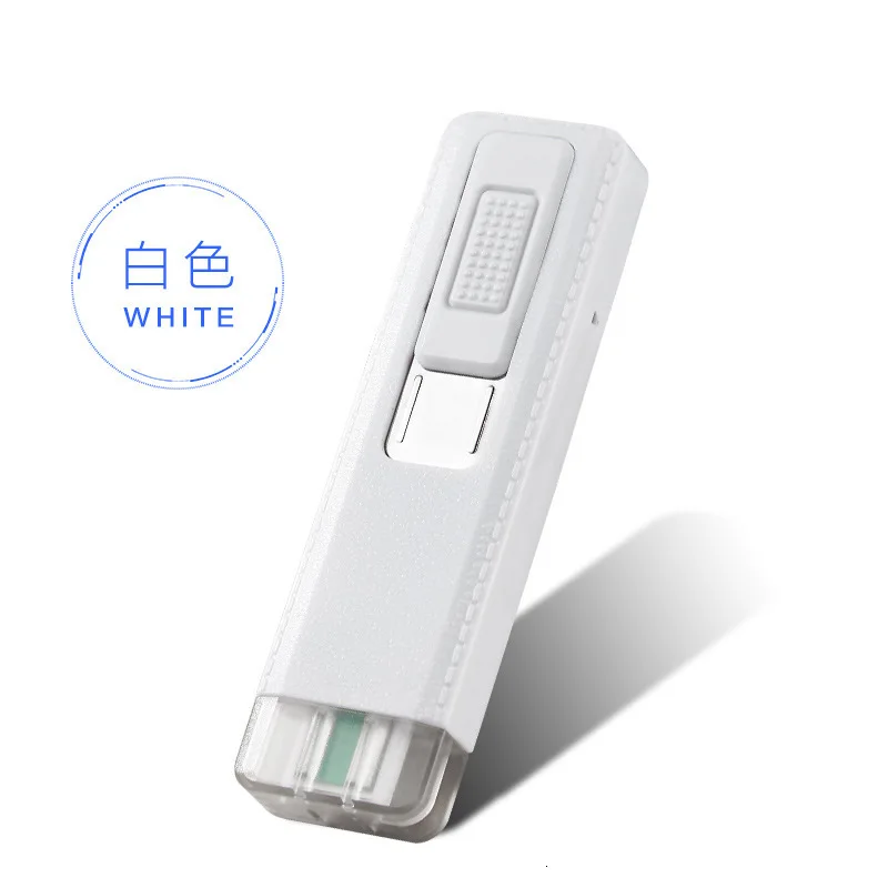 Мини-Usb Двусторонняя ветрозащитная зарядка точечный детектор дыма индивидуальность оригинальность электронная зажигалка - Цвет: white
