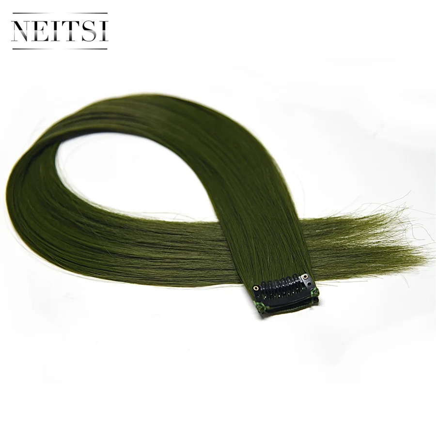 Neitsi 20 ''один набор Омбре одинарный зажим в одной части прямые синтетические волосы для наращивания шиньон для женщин 5 цветов 10 шт./компл