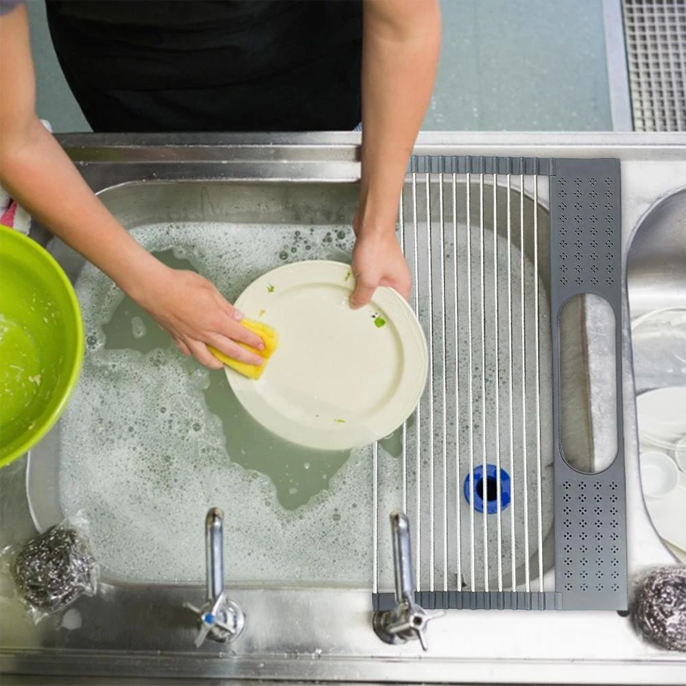 

Многофункциональная стойка для кухонной раковины сушилка для посуды сверху раковины сухие сушилки из нержавеющей стали Складная полка кухонные инструменты