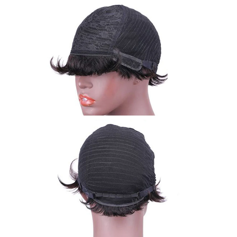 Парик Pixie Cut перуанские короткие парики для Боба прямые 4 дюйма полностью машинные