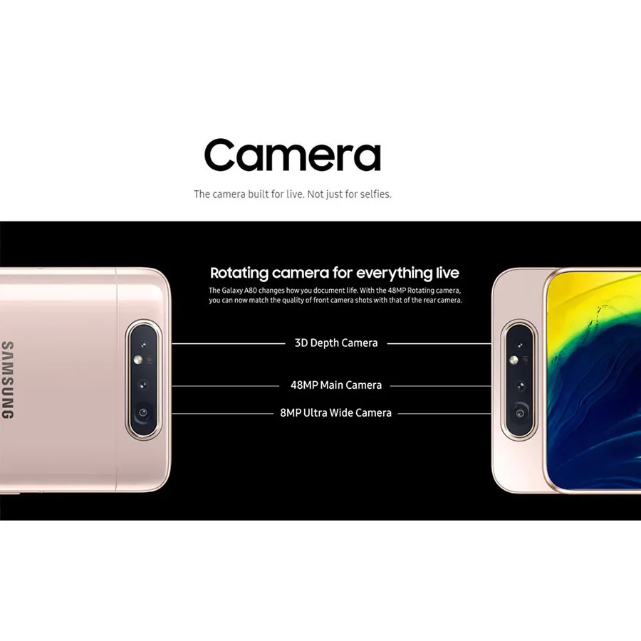 samsung Galaxy A80 A805F/DS LTE мобильный телефон 6," 8 ГБ ОЗУ 128 Гб ПЗУ Snapdragon 730 Android 3700 мАч NFC две sim-карты