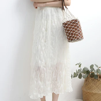 

Women's Retro Skirt Soft Pleated Thin Skirt High Street Style Calf Empire Women's Pleated Skirt