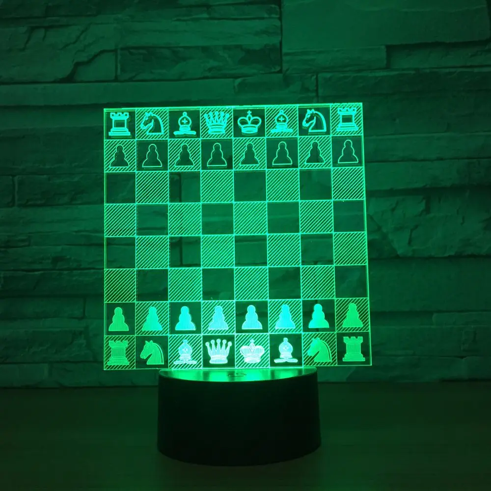  3D Chess Modelling Desk Lamp Led Nightlight 7 Colors Changing Horse Chess Lighting Fixture Bedroom 