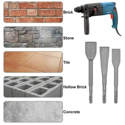 Mèches de marteau perforateur électrique, burin rotatif, outils de perçage du béton mural, burins plats 