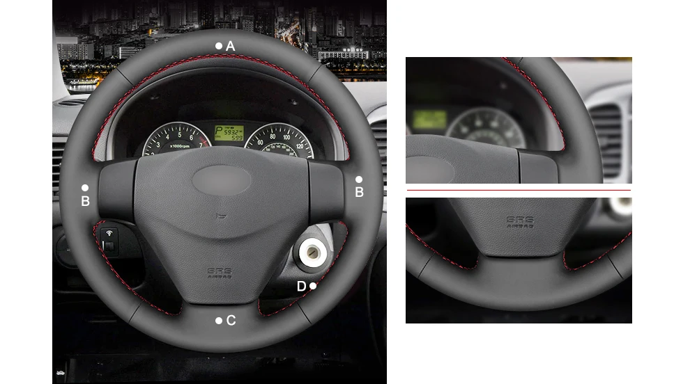 MEWANT черный чехол рулевого колеса автомобиля из натуральной кожи для hyundai Getz(подтяжка лица) 2005-2011 Accent 2006-2011 Kia Rio Rio5