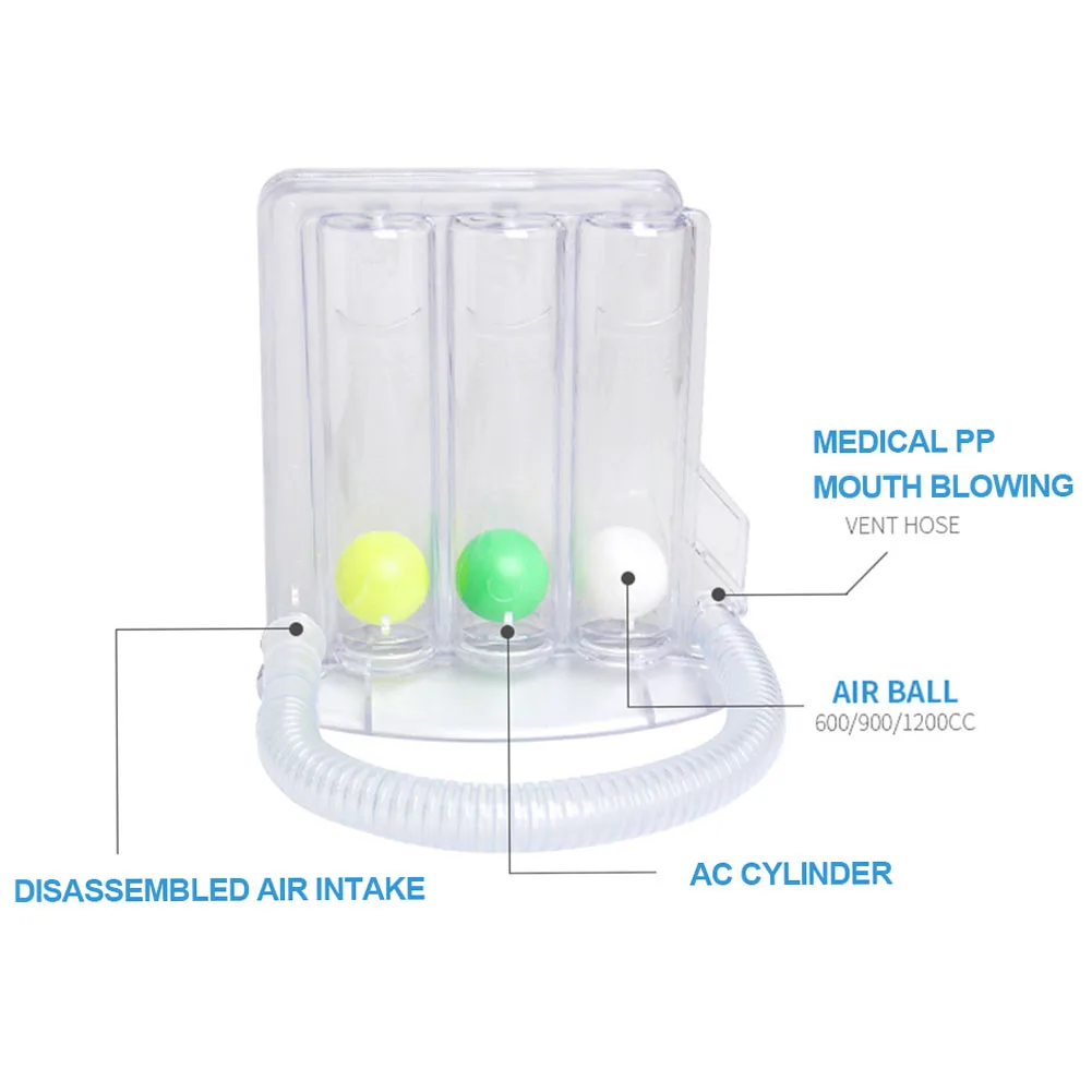 Респираторный легочный спирометр с тремя шариками, тренажер для восстановления, тренажер для дыхания, стимулирующий инструмент