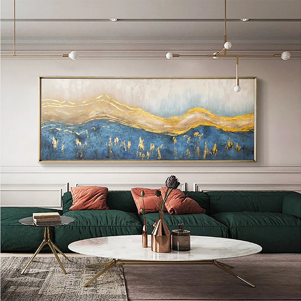 Gold Handmade Oil Painting Canvas Abstract Scenery Pictures Home Living Room Bedroom Landscape Interior Decoration paintings New |
