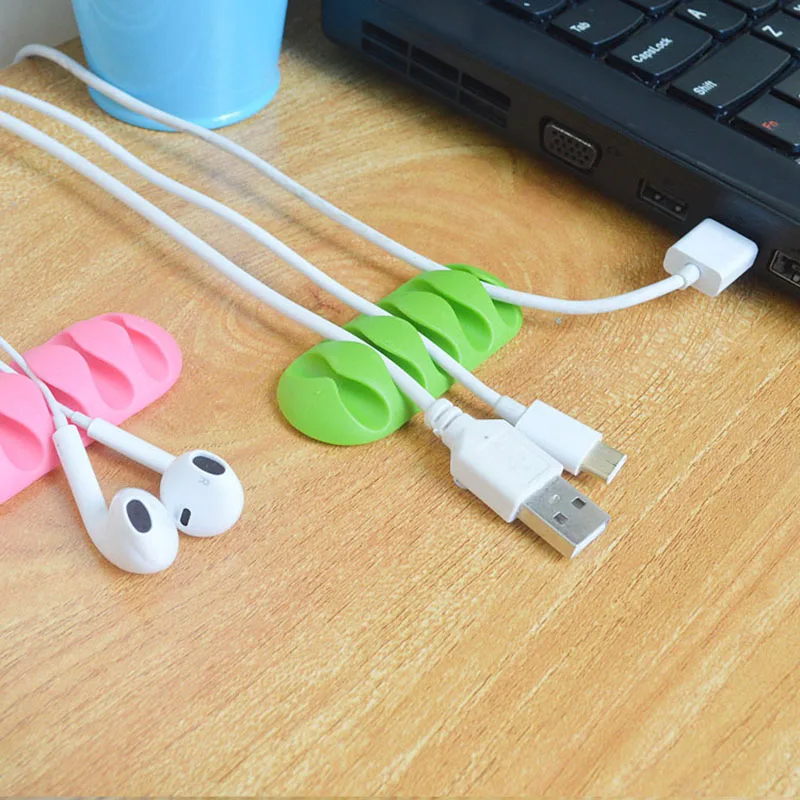 Silicone USB Cable Winder Cable Organizer Flexible Cable Management Clips For Headphones Mouse Cable For Phone PC Wire TXTB1