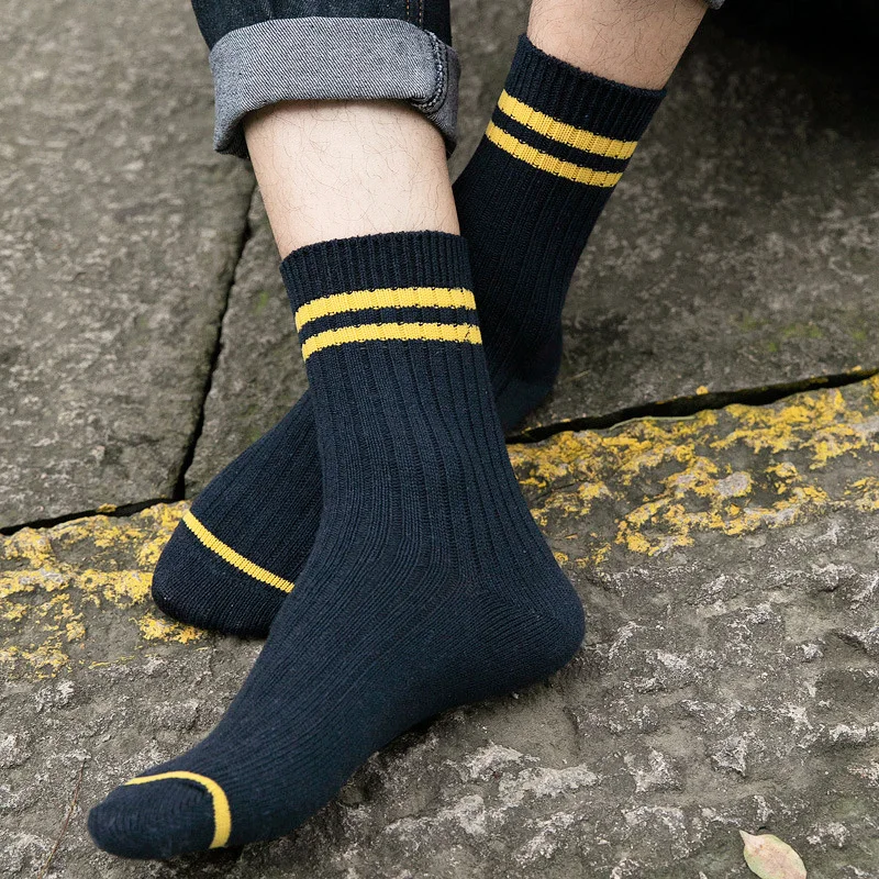 Dreamlikelin мужские модные полосатые длинные носки из хлопка контрастного цвета спортивные носки для отдыха белые черные носки подарок для мужчин
