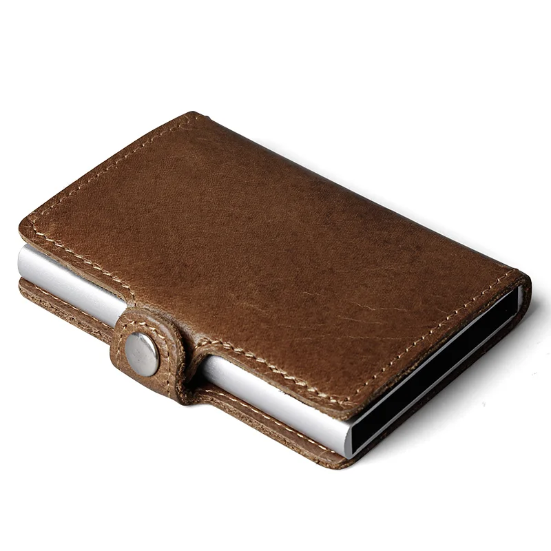 Индивидуальный индивидуальный мужской алюминиевый кошелек из натуральной кожи