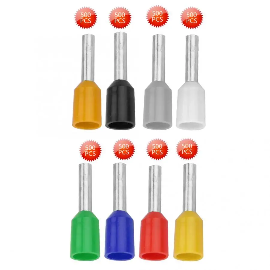 500pcs/set E1008 Cold Pressed Terminal Tubes Insulated Terminals Cable Connector