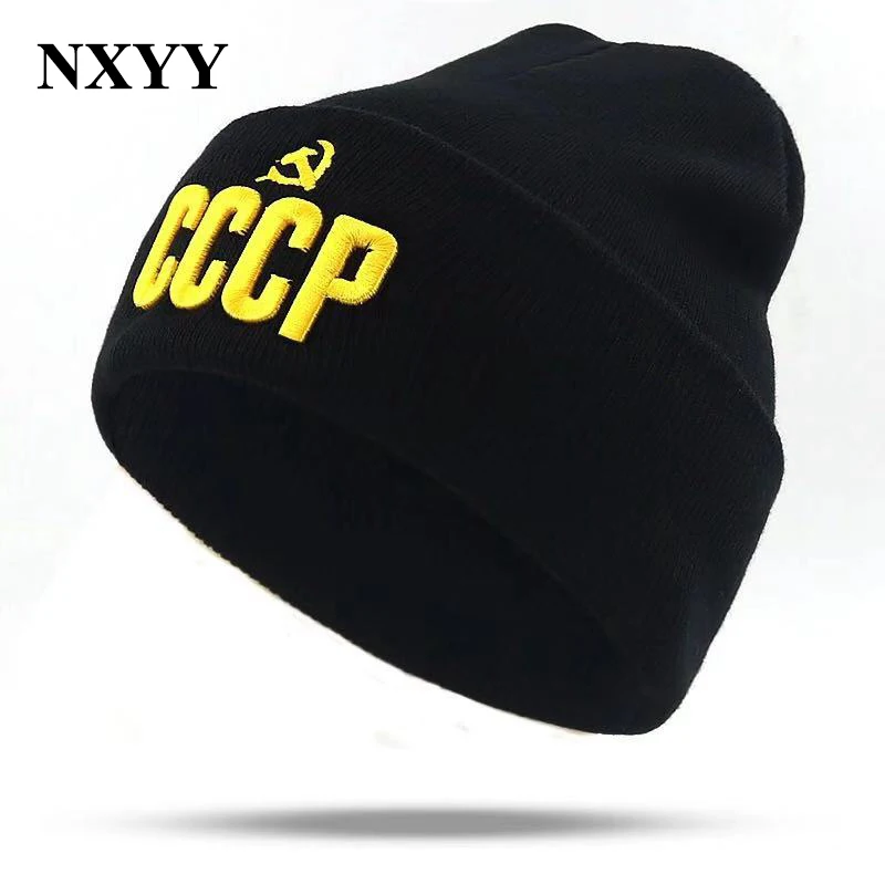 

NXYY CCCP USSR Embroidery Knitted Caps Beanie Hat Russian Emblem Communism Beanies Men Winter Warm Skullies Russia Hat Wholesale