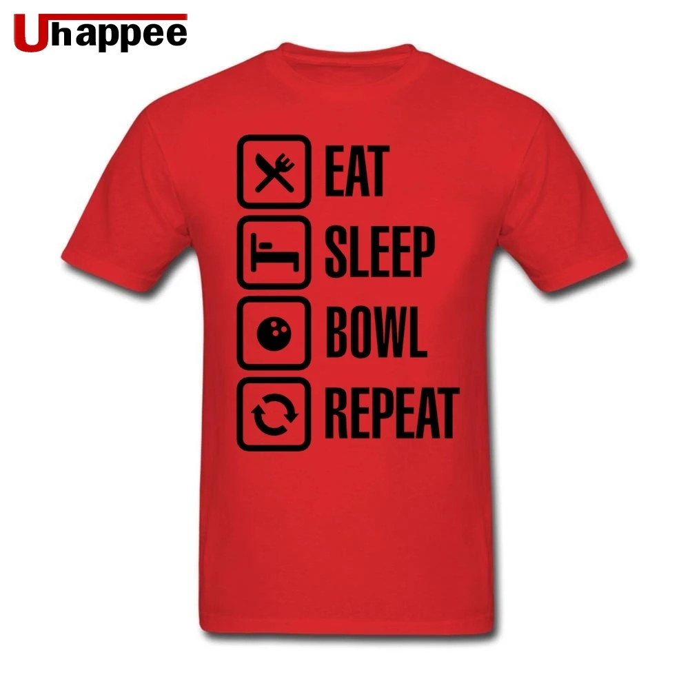 Eat sleep bowl Повторите Боулинг человек элегантный тройник короткий рукав пользовательский дизайнер teesharts молодой мальчик XXL Размер - Цвет: Красный