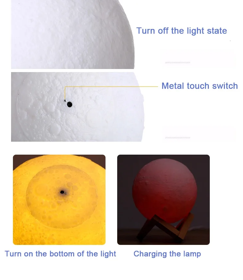 New Design Romantic Night Light 3D Print Moon Lamp From Factory