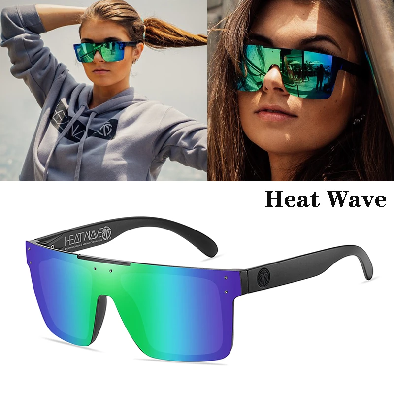 Heat Wave de sol polarizadas hombre y mujer, de sol de gran tamaño a la moda, estilo piloto, diseño de marca deportiva, con remaches, 2022|De los hombres gafas de