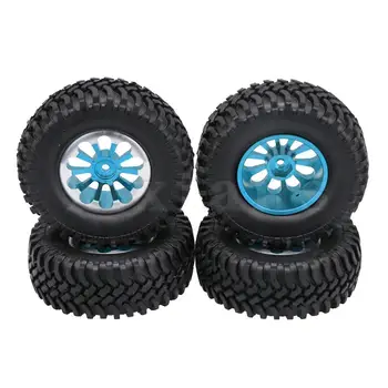 

Mxfans 4x Rubber Tires Blue Wheel Rims for RC1:12 Rock Crawler FTX5586 ECX01011
