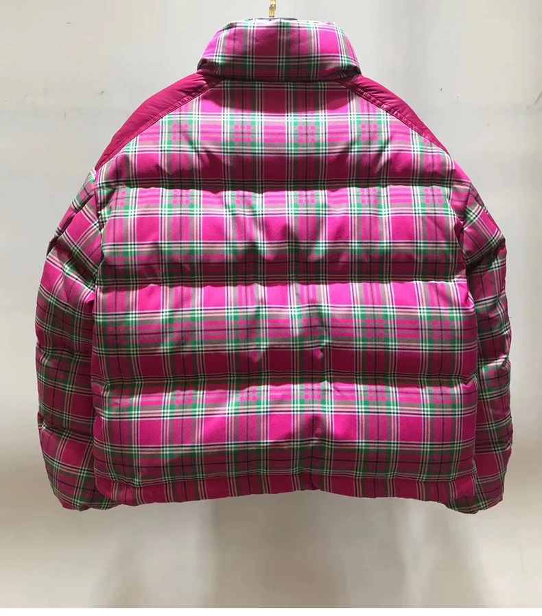 Зимний женский пуховик cristal в клетку coquille doudoune rose vert sport loisirs col decout blanc canard veste femme