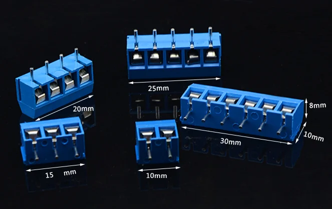100 шт. KF301-5P KF301-6P 300 В 12A 5 Pin винт синий PCB клеммный блок разъем 5 мм Шаг