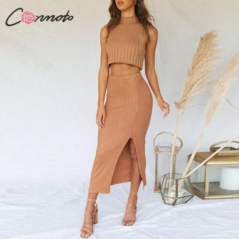 Conmoto секси вечеринка Bodycon Club женское платье 2 шт. Дамы на осень-зиму длинное разрез