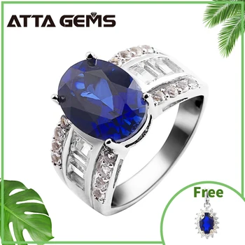 

Blue Saphire 925 Silver Ring Unisex Creatd Sapphire Silver Ring 6.5 Carat For Women Fashion Silver Sapphire Ring Party And Gifts