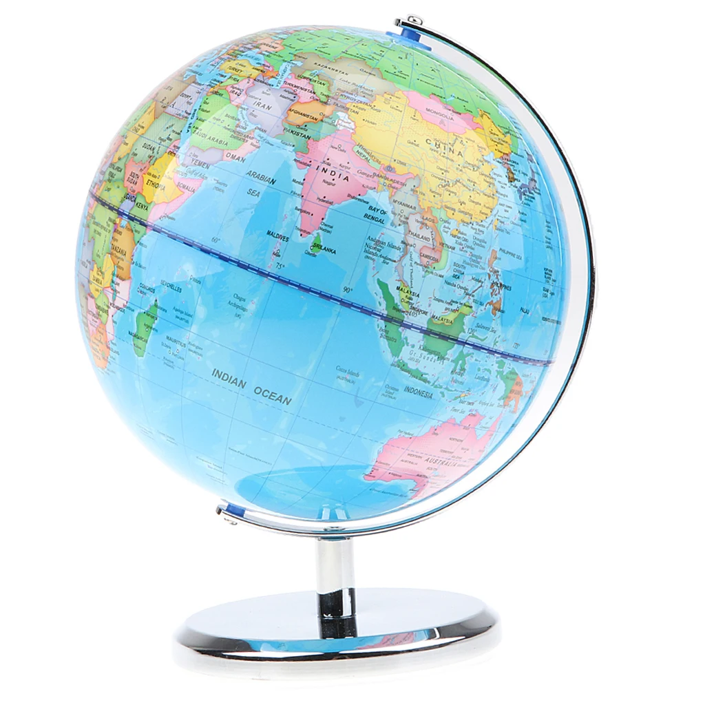 20cm Metal Base Geographical World Globe Map Educational Learning Toy - B