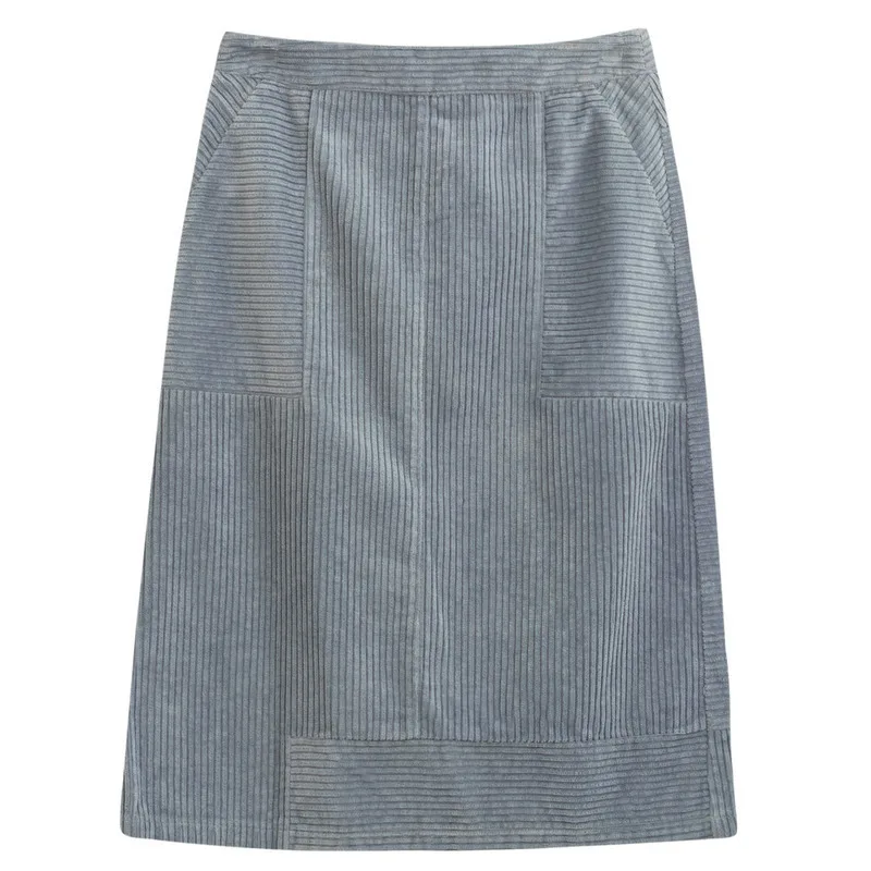 Blue Grey INMAN, зима, Новое поступление, средняя талия, Ретро стиль, элегантная женская модная юбка - Цвет: Blue Grey