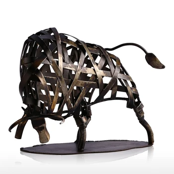

Metal Iron Woven Bull Retro Creative Ornaments Crafts Home Decore Office Desktop Ornaments Home Decoration Accessories Modern