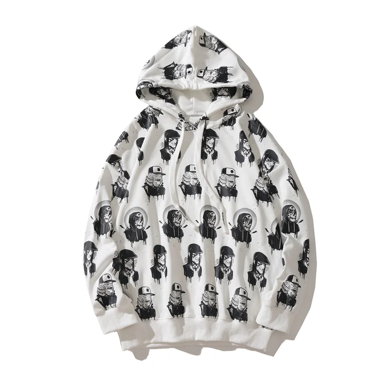 

Hip Hop Hoodie Full Skull Pattern Hooded 2019 New Men