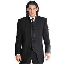 Индивидуальный размер и цвет смокинги для жениха лучший мужской отворот китайского стиля мужские свадебные костюмы(пиджак+ брюки+ галстук+ жилет