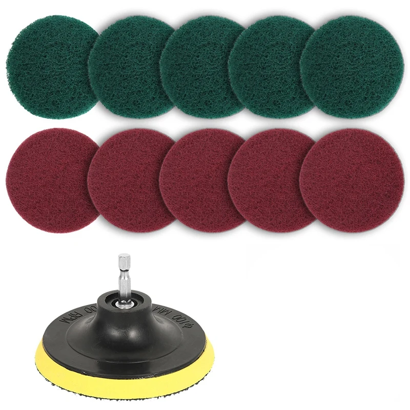 11Pcs Power Scrubber Brush Set Polishing Pad for Drill Powered Brush Tile Scrubber Scouring Pads