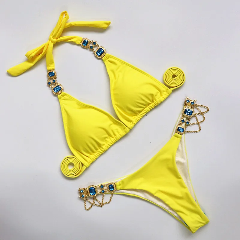 Летний сексуальный бикини с пуш-ап, пляжная одежда, костюмы из двух частей, женский купальник, купальник с глубоким v-образным вырезом