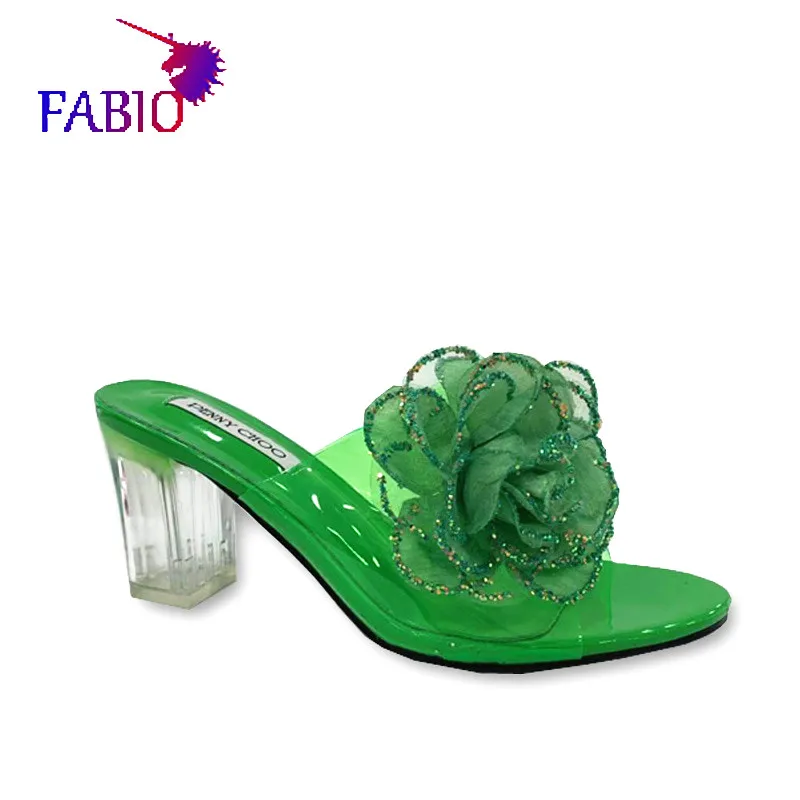 Женские шлепанцы с прозрачным каблуком различных цветов; женская обувь с цветочным верхом