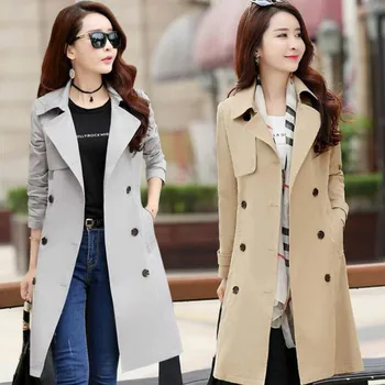 

Hot new windbreaker female long section Korean version 2020 spring and autumn new windbreaker jacket Slim thin windbreaker