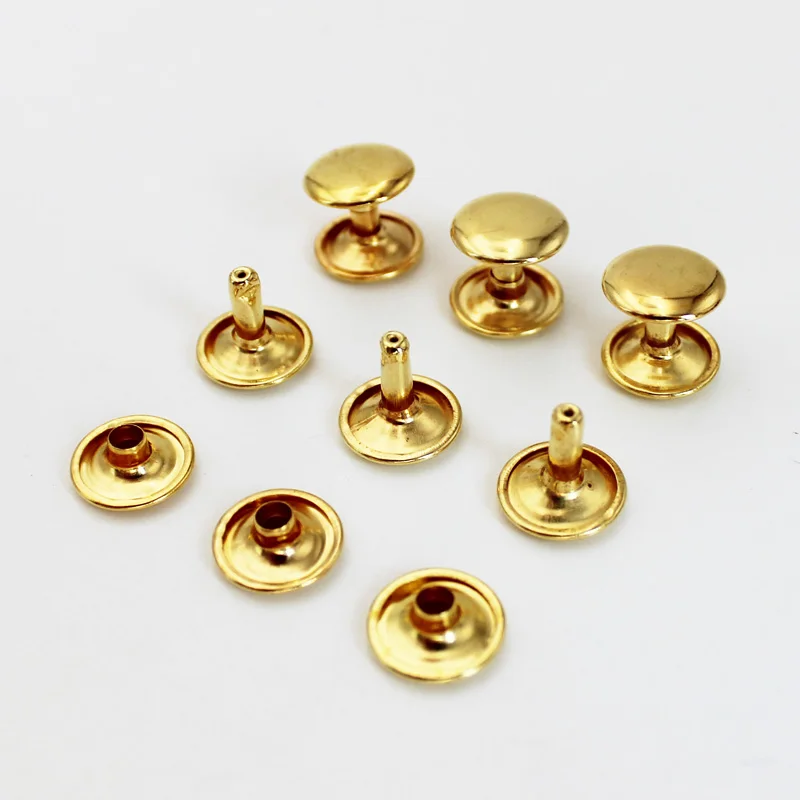 

Golden Metal Double Cap Rivets Studs Round Rivet for Leather Craft Bag Belt Clothing Garment Shoes Pet Collar Decor