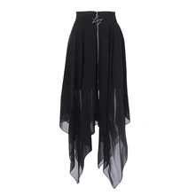 

Summer Mesh Irregular Women Skirts Pentagram Zipper Black Punk Skirts Gothic Darkness Lady Skirt Casual Loose Streetwear Skirts